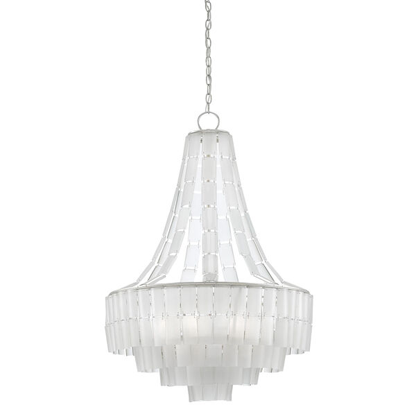 Vintner Blanc Contemporary Silver Leaf and Opaque White Seven-Light Chandelier, image 2
