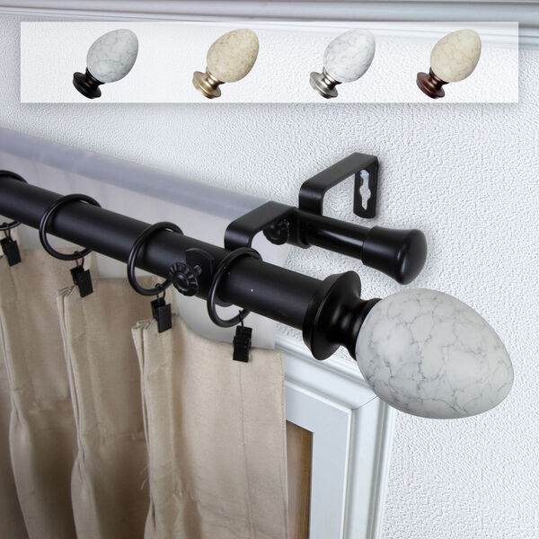 Ovate Black 28-48 Inch Double Curtain Rod, image 1
