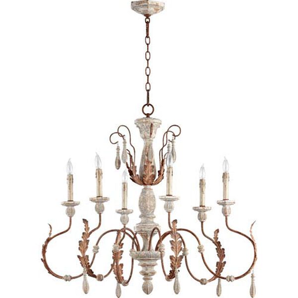 La Maison Manchester Grey and Rust Accents 30.5-Inch Six Light Chandelier, image 1