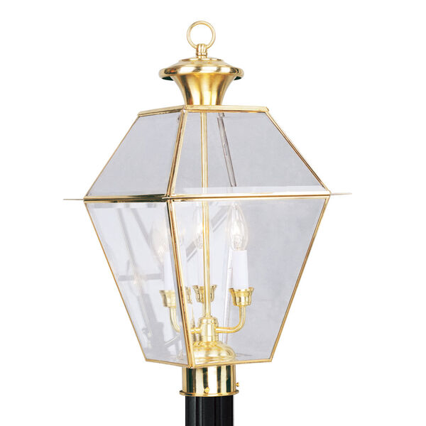 Westover Polished Brass Three-Light Outdoor Fixture, image 1