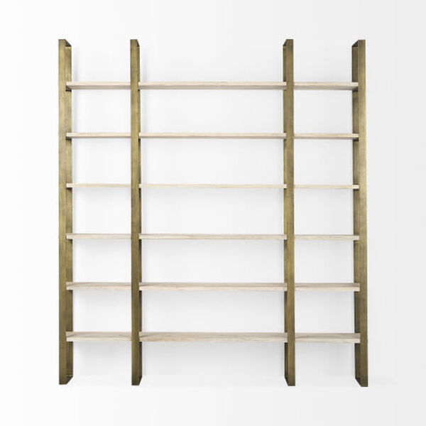 Taunton Light Brown and Gold Six-Tier Shelving Unit, image 2