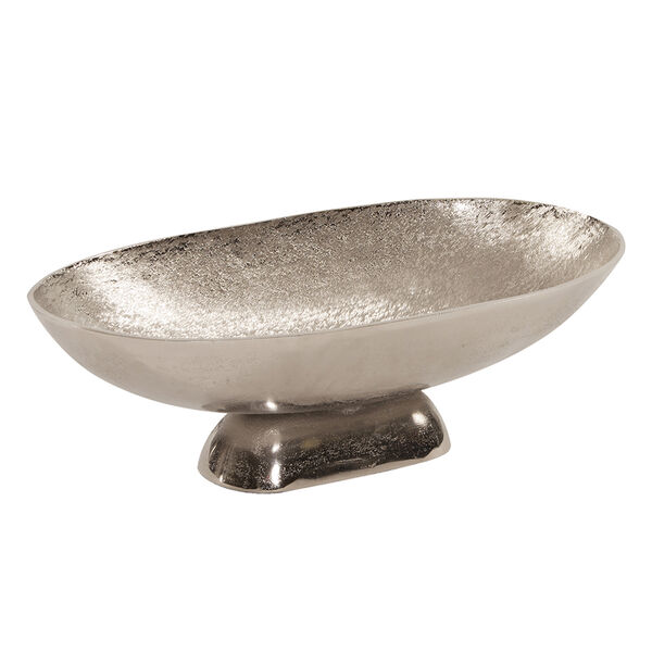 Textured Footed Bowl in Bright Silver, Large, image 2