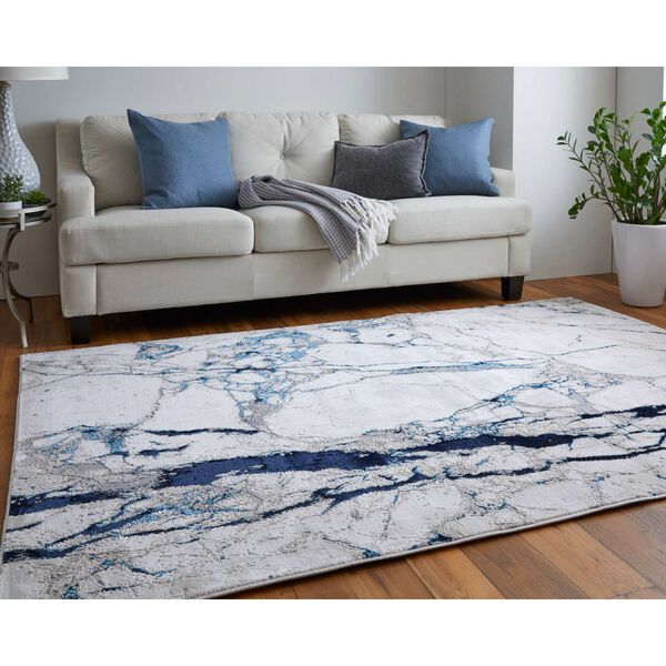 Indio Abstract Ivory Blue Black Area Rug, image 4