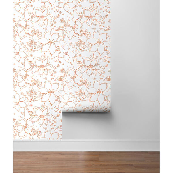 NextWall Red Linework Floral Peel and Stick Wallpaper, image 5