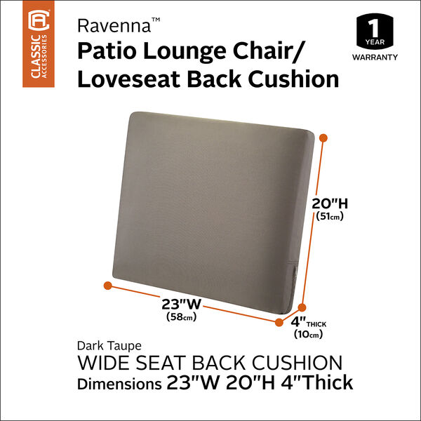 Maple Dark Taupe 23 In. x 20 In. Patio Back Cushion, image 3