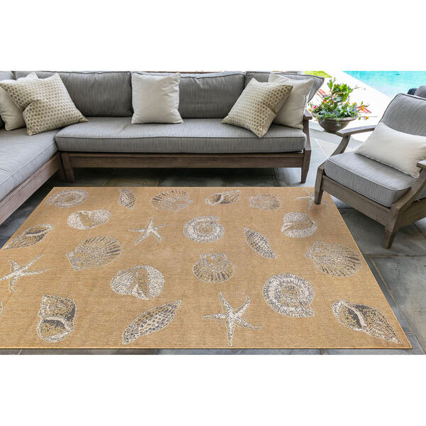 Carmel Silver Rectangular 7 Ft. 10 In. x 9 Ft. 10 In. Shells Outdoor Rug, image 3