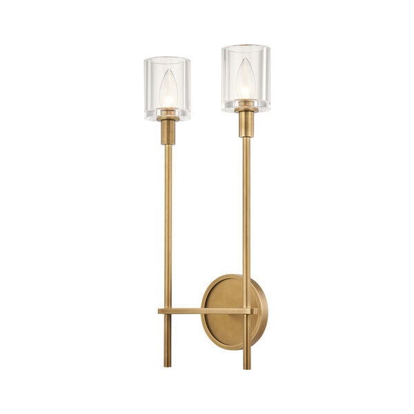 Salita Vintage Brass Two-Light Bath Vanity with Clear Crystal, image 1