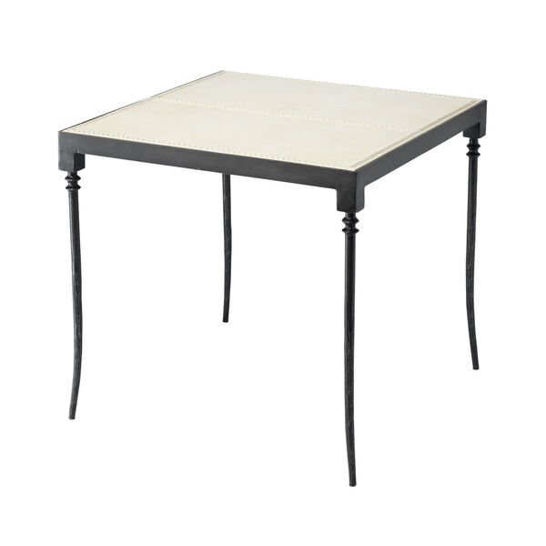 Nevado Off White Leather Black Forged Iron Side Table, image 1