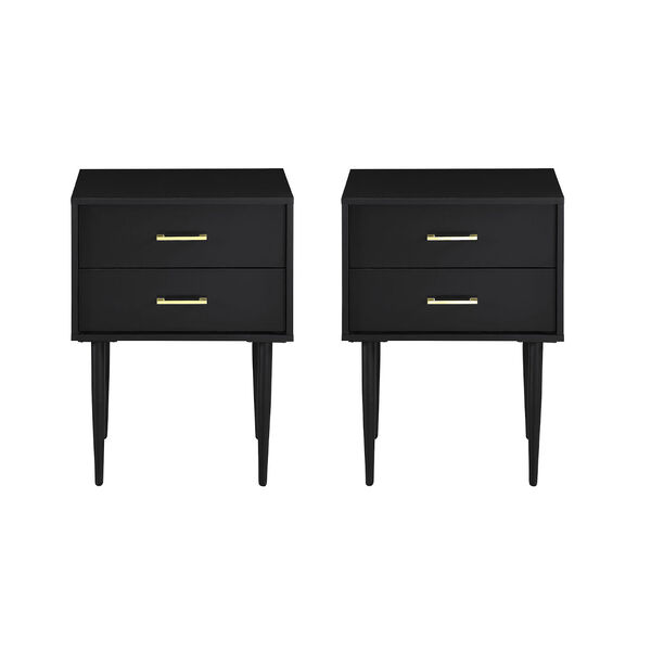 Savanna Solid Black Two Drawer Nightstand, Set of Two, image 3