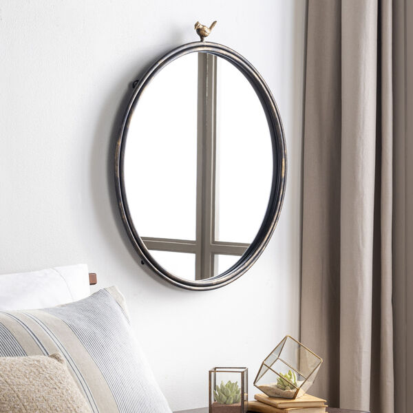 Birdsong Black and Gold Wall Mirror, image 1