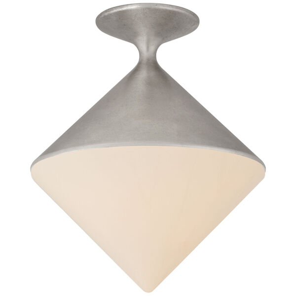 Sarnen Small Flush Mount in Burnished Silver Leaf with White Glass by AERIN, image 1