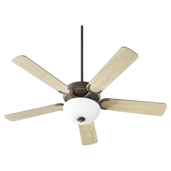 Virtue Oil Bronze Two-Light 52-Inch Ceiling Fan with Satin Opal Glass Bowl, image 1