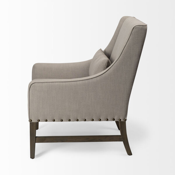 Kensington Gray and Wood Upholstered High Back Arm Chair, image 4