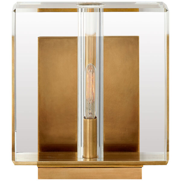 Ambar Small Wall Light in Crystal and Hand-Rubbed Antique Brass by Ian K. Fowler, image 1