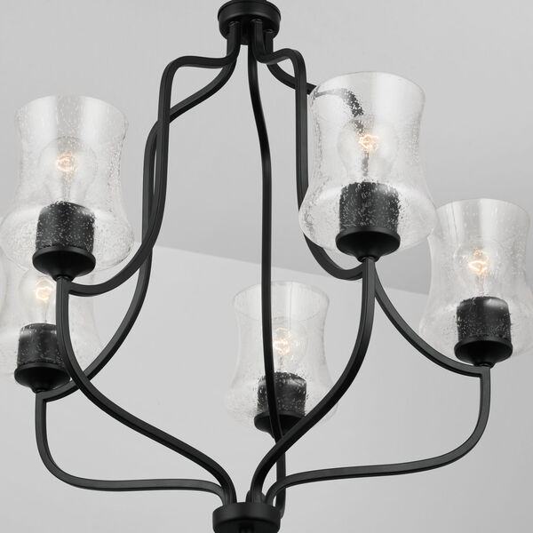 HomePlace Reeves Matte Black Five-Light Chandelier with Clear Seeded Glass, image 4