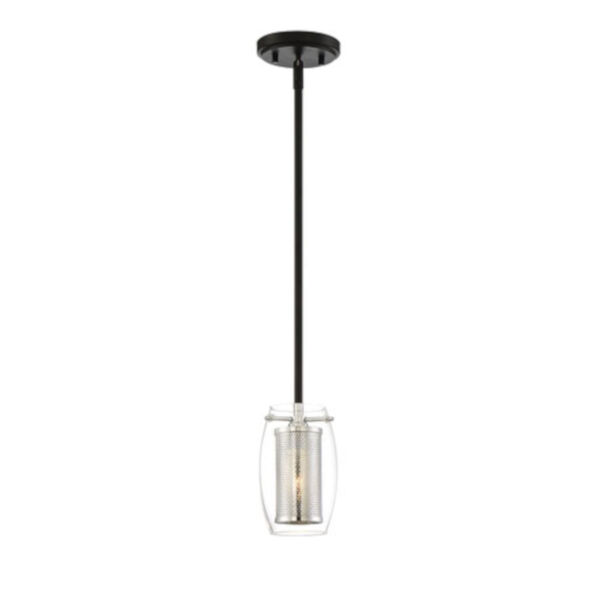 Cora Matte Black with Polished Chrome Accents Five-Inch One-Light Mini Pendant, image 3