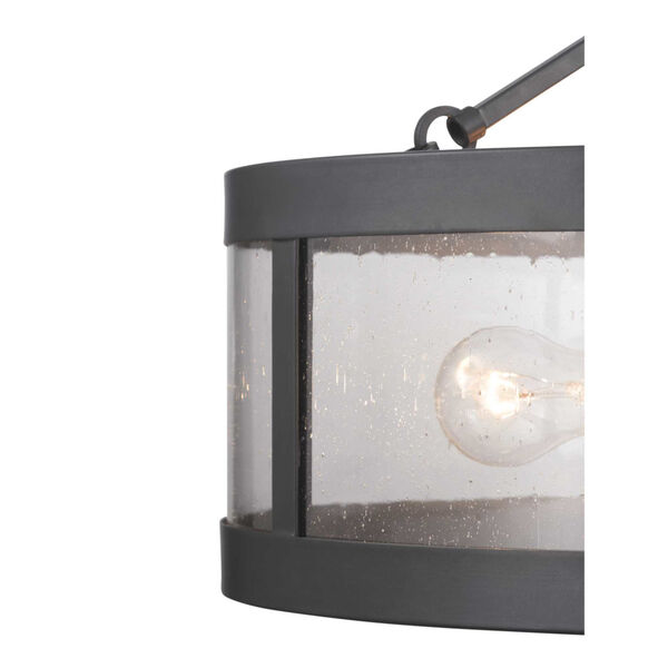 Gresham Graphite Three-Light Semi-Flush With Transparent Seeded Glass, image 2