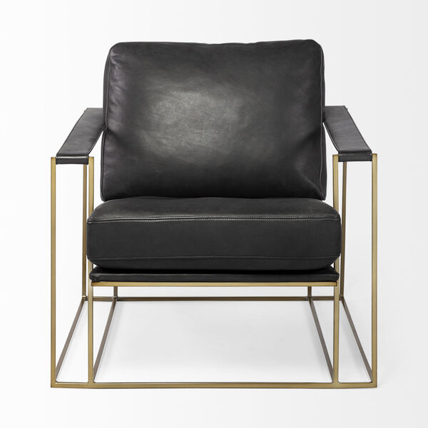 Watson Black and Gold Leather Wrapped Arm Chair, image 2