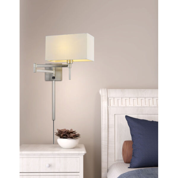 Robson Brushed Steel One-Light Swing Arm Wall lamp, image 2