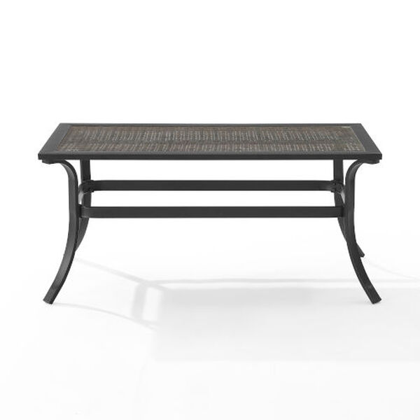 Dahlia Matte Black and Brown Metal And Wicker Coffee Table, image 2