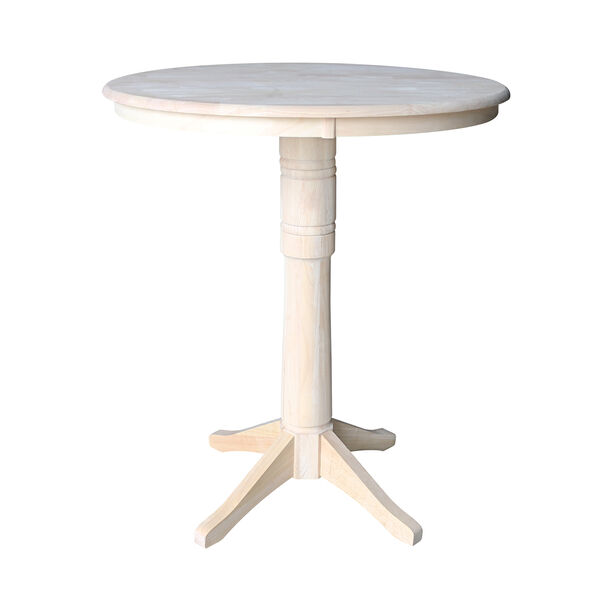 Unfinished 36-Inch Straight Pedestal Bar Height Table, image 1
