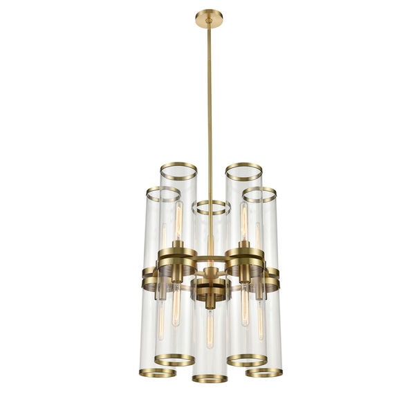 Revolve II Natural Brass 10-Light Chandelier with Clear Glass, image 1