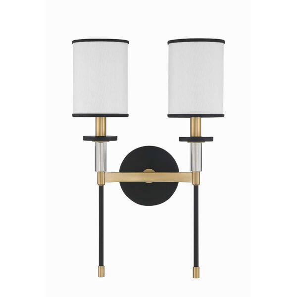 Hatfield Black Forged and Vibrant Gold Two-Light Wall Sconce, image 2
