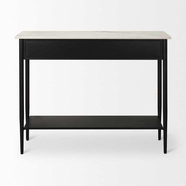 Amika White Marble Top Black Metal Base Console Table, image 5