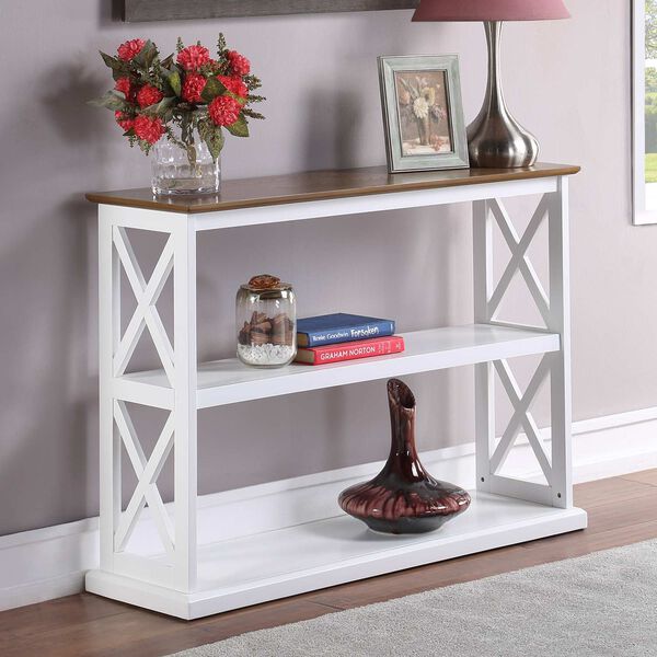 Coventry Driftwood White Console Table with Shelves, image 2