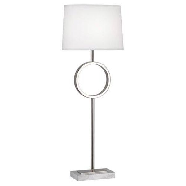 Delancey Polished Nickel and White Marble One-Light Table Lamp, image 1