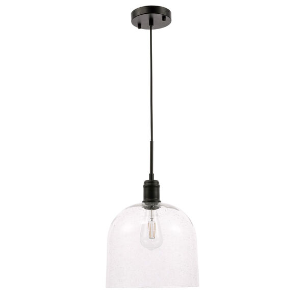 Gabe Black 10-Inch One-Light Pendant with Clear Seeded Glass, image 3