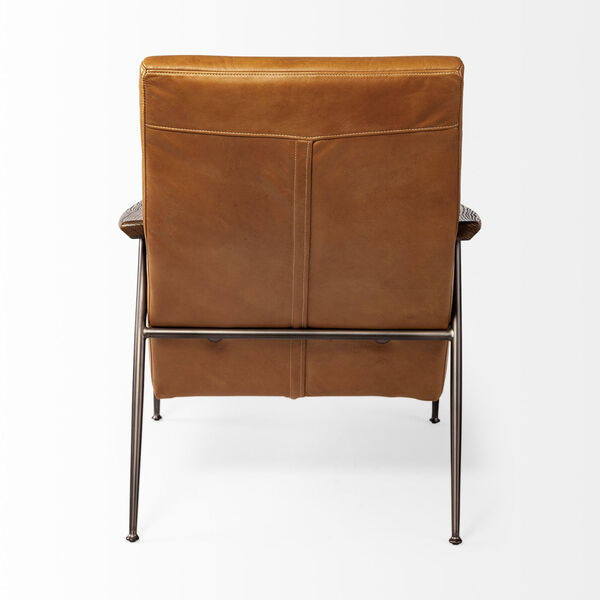 Grosjean Brown Leather Wrapped Arm Chair, image 5