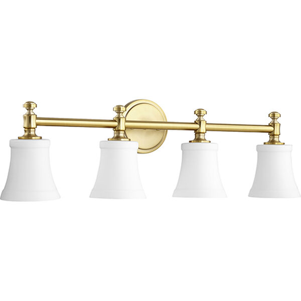 Atherton Aged Brass and Satin Opal Four-Light Bath Vanity, image 1