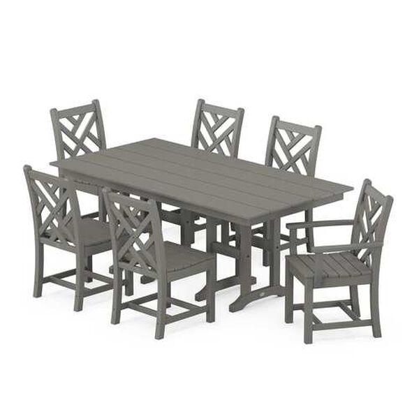 Chippendale Slate Grey Dining Set, 7-Piece, image 1