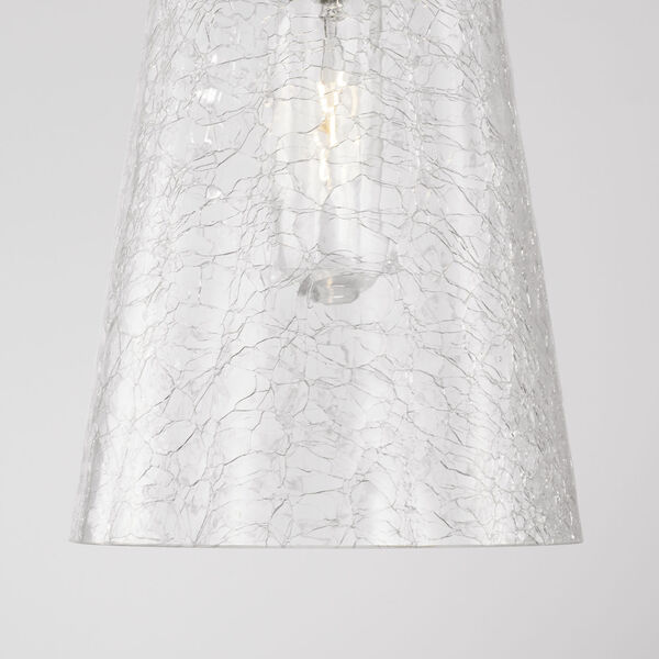 Mila Polished Nickel One-Light Mini Pendant with Clear Half-Crackle Tapered Glass, image 4