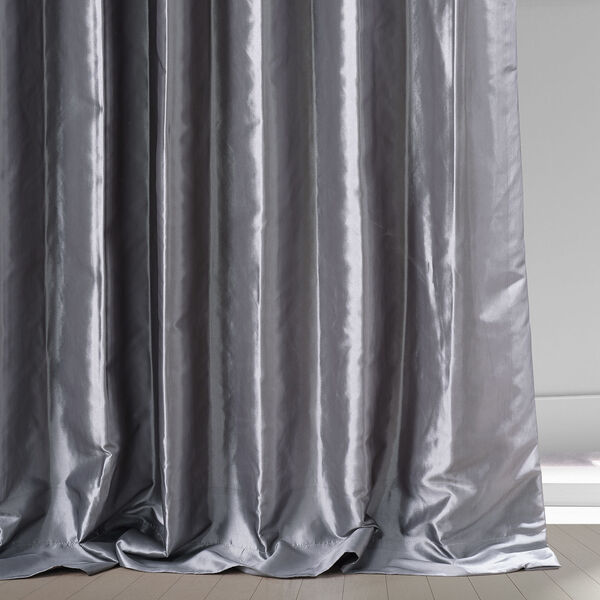 Signature Social Silver Faux Silk Taffeta Hotel Blackout Single Panel Curtain 50 x 108, image 6