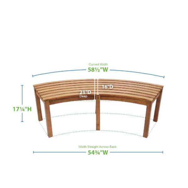 Natural Oil Curved Backless Bench, image 2