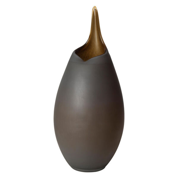 Frosted Gray and Amber Casing Vase, image 1