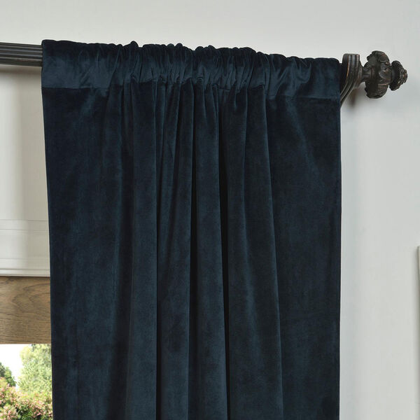Signature Midnight Blue Blackout Velvet Pole Pocket Single Panel Curtain, 50 X 108, image 3