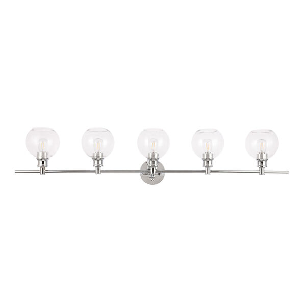 Collier Chrome Five-Light Bath Vanity with Clear Glass, image 3