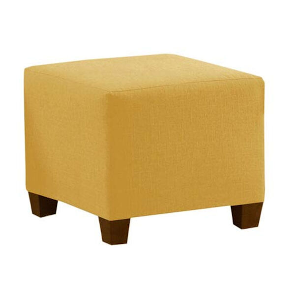 Square Ottoman in Linen French Yellow, image 1