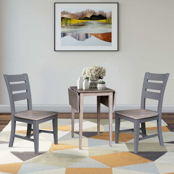 Washed Gray Clay Taupe Dual Drop Leaf Table with Two Chairs, image 6