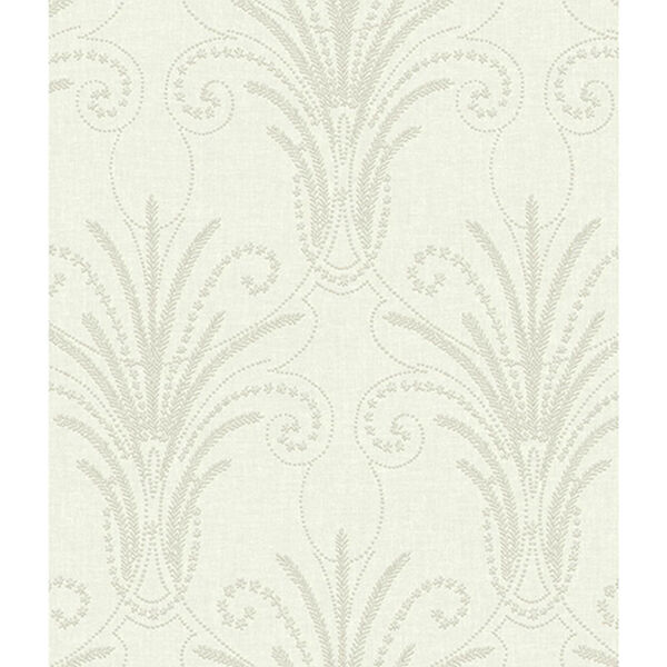 Norlander White and Off White Candlewick Wallpaper - SAMPLE SWATCH ONLY, image 1