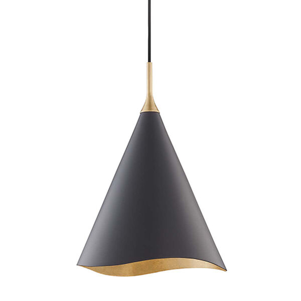 Martini Gold Leaf and Black 13-Inch One-Light Pendant, image 1