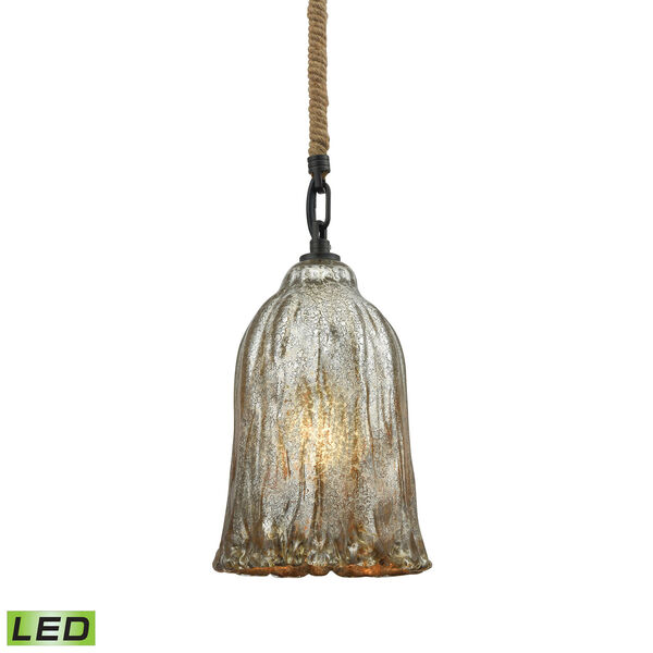 Hand Formed Glass Oil Rubbed Bronze Six-Inch LED Mini Pendant, image 1