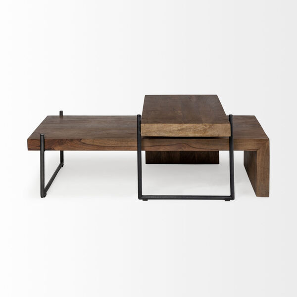 Maddox III Brown and Black Solid Wood Nesting Coffee Table, image 2
