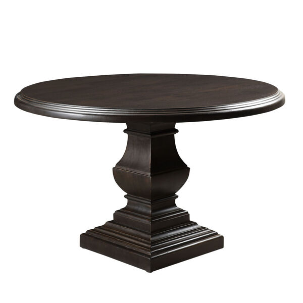 World Interiors Toulon Vintage Brown 48, 48 Round Black Pedestal Table