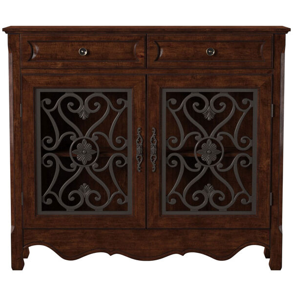 Olivia Light Cherry 2-Door 2-Drawer Scroll Accent Cabinet, image 8