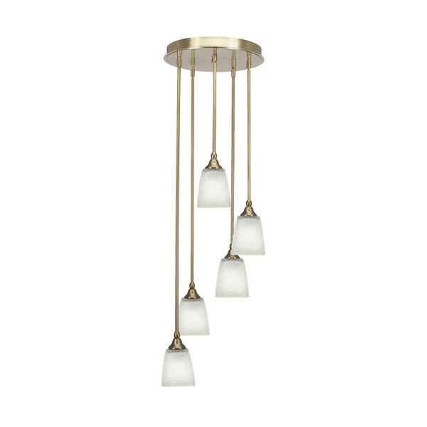 Empire New Age Brass Five-Light Cluster Pendant with White Muslin Glass, image 1