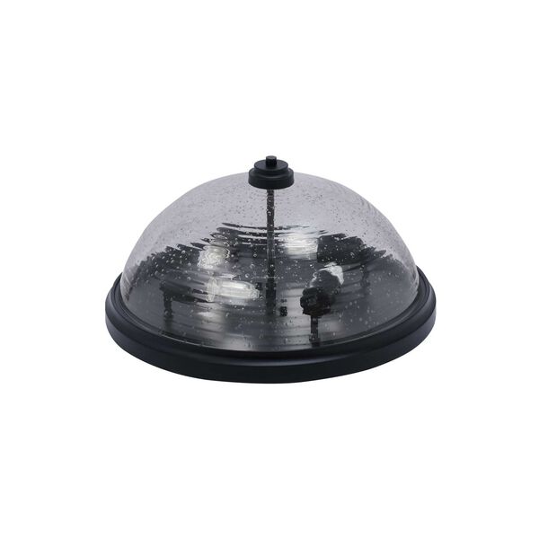 Matte Black Four-Light Flush Mount with Ribbed Clear Bubble Glass, image 1